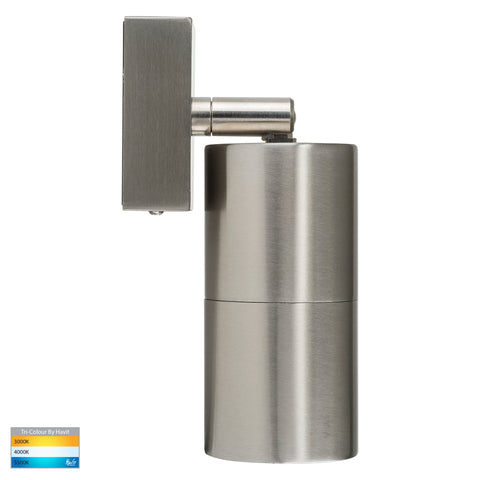 Piaz Stainless Steel TRI Colour Single Adjustable LED Wall Pillar Light - HV1271T