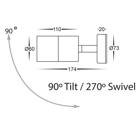 Single Adjustable Wall Pillar Light Stainless Steel - HV1272T