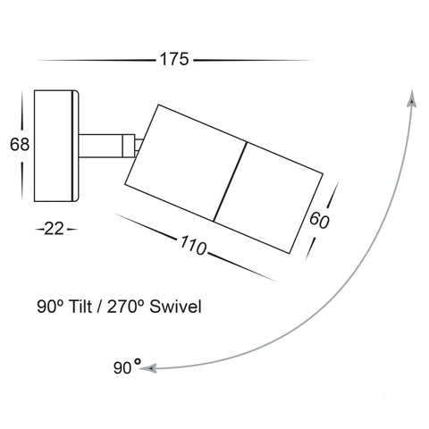 Single Adjustable Wall Pillar Light Titanium Aluminium - HV1285T