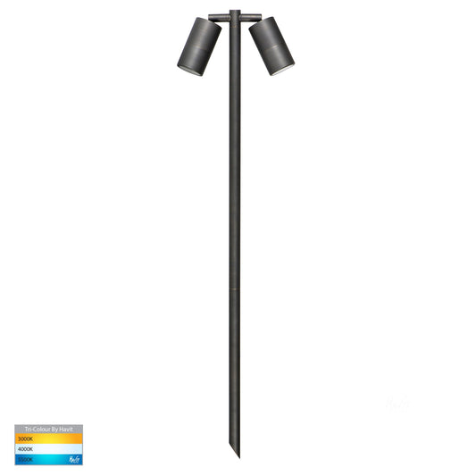 Double Adjustable Spike Spotlight - 1000mm Spike Antique Brass - HV1405T-AB