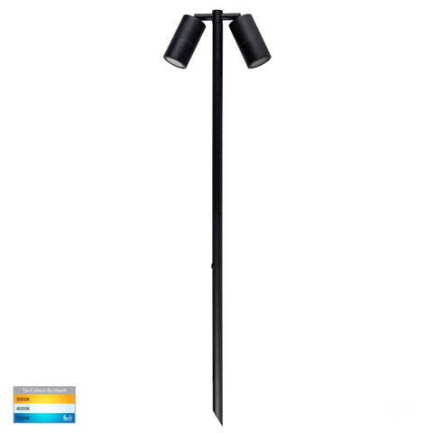 Tivah Black TRI Colour Double Adjustable LED Bollard Spike Light - HV1425T
