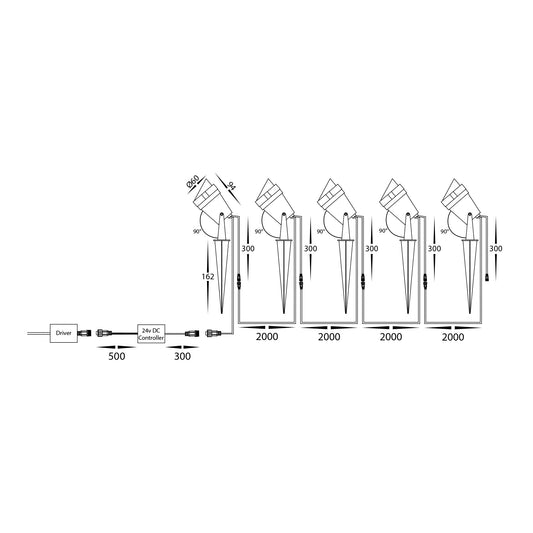 Spitze Black 5x 3w WIFI RGBCW LED Garden Spike Light Kit - HV1428RGBCW