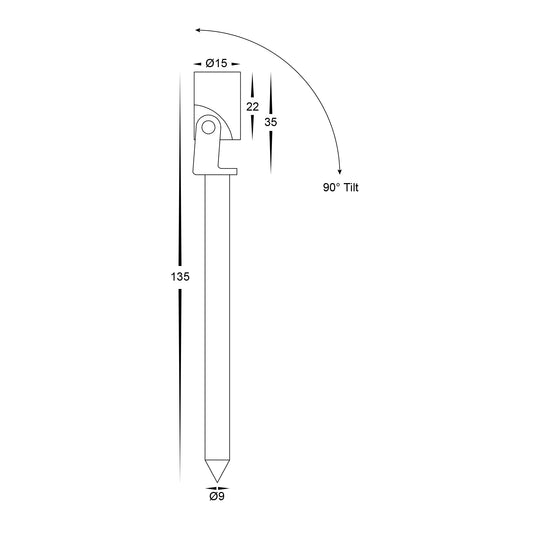 Spar Aluminium Black Spike or Surface Mounted Spot Light - HV1434T-BLK