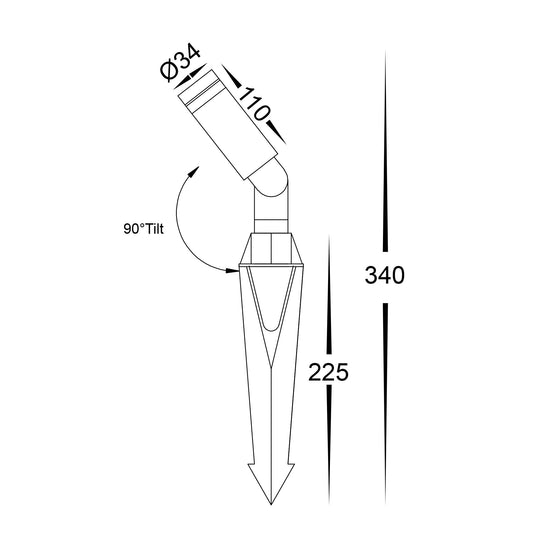 Cilindor Black 3w LED Garden Spike Light - HV1435T-BLK