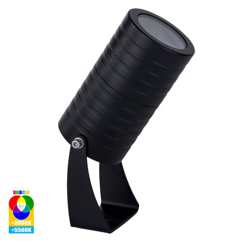 Nova Aluminium Black RGBCW 7w LED Garden Spike Light - HV1462RGBCW-BLK