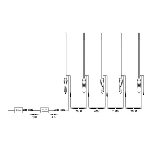Drique Aluminium Black CCT 5 Light LED Bollard Spike Light Kit - HV1514CCT-BLK-KIT
