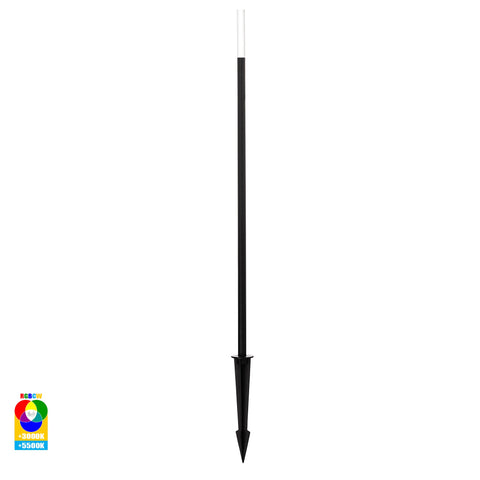 Drique Aluminium Black RGBCW LED Bollard Spike Light - HV1514RGBCW-BLK-24V