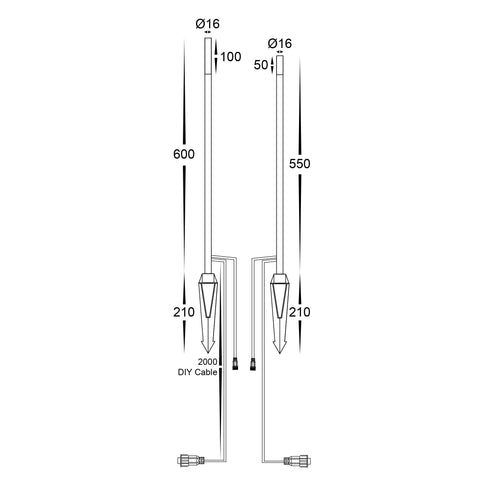Drique Aluminium Black RGBCW LED Bollard Spike Light - HV1514RGBCW-BLK-24V