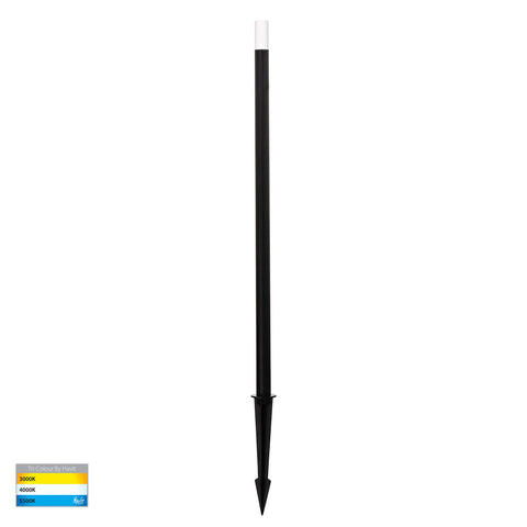 Drique Aluminium Black LED Bollard Spike Light - HV1515T-BLK-24V