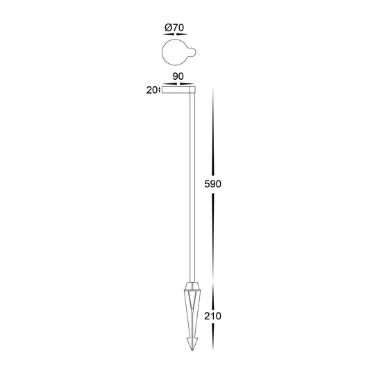 Liueg Aluminium Black LED Bollard Spike Light - HV1522T-BLK-24V