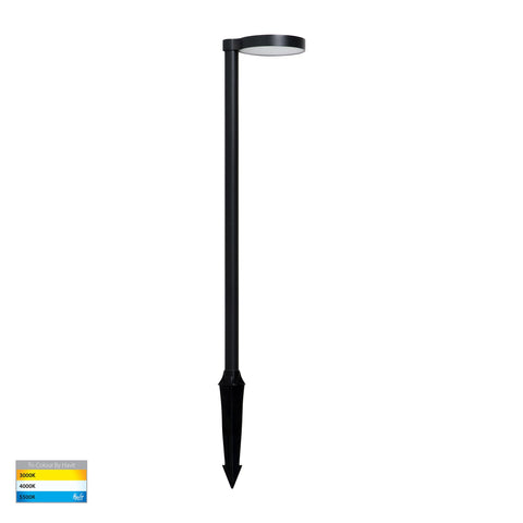 Aluminium Black Bollard Light with Spike - HV1523T-BLK-24V
