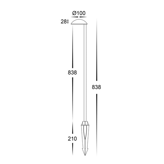 Konoa Aluminium Black LED Bollard Spike Light - HV1524T-BLK-24V