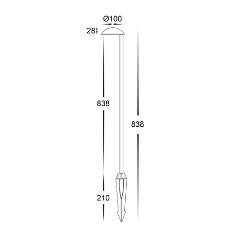 Konoa Aluminium Black LED Bollard Spike Light - HV1524T-BLK-24V