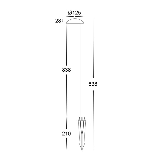Konoa Aluminium Black LED Bollard Spike Light - HV1526T-BLK-24V