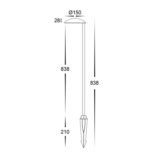 Konoa Aluminium Black LED Bollard Spike Light - HV1527T-BLK-24V