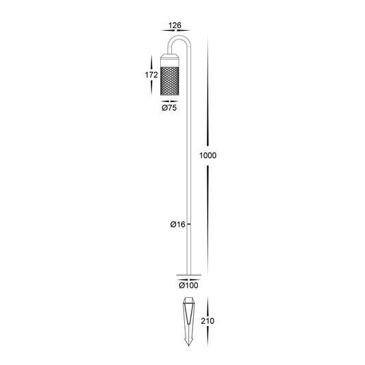 Stellato Aluminium Black LED Bollard Spike Light - HV1529T-BLK-24V