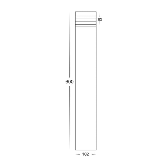 Maxi 600 Black Louvred LED Bollard Light - HV1616T-BLK-240V