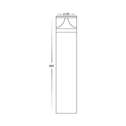Divad 600mm Black LED Bollard Light - HV1628T-BLK-240V-RND