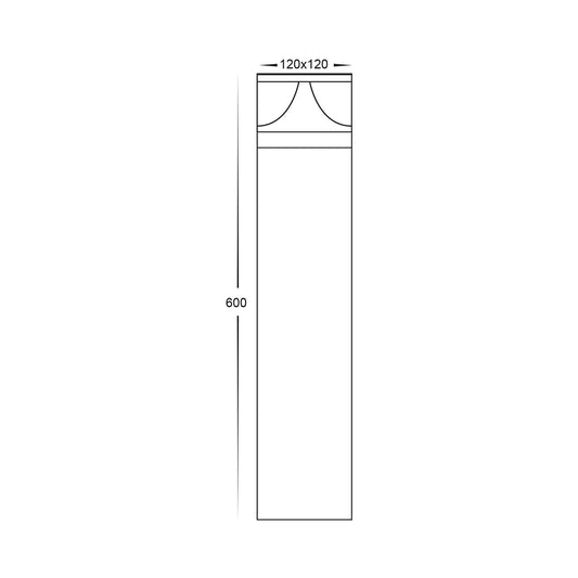 Divad 600mm Black Square LED Bollard Light - HV1628T-BLK-240V-SQ