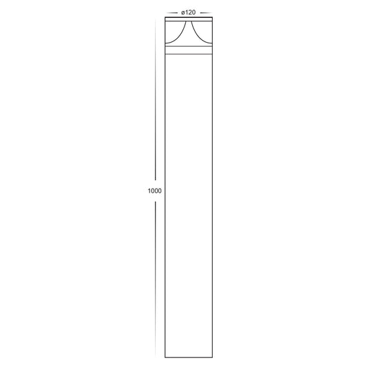 Divad 1000mm Black LED Bollard Light - HV1629T-BLK-240V-RND