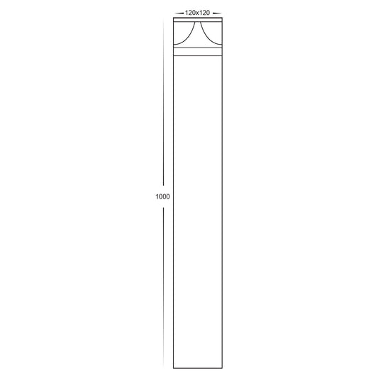 Divad 1000mm Black Square LED Bollard Light - HV1629T-BLK-240V-SQ