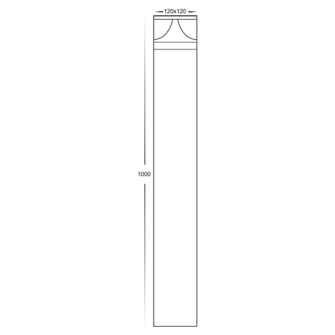 Divad 1000mm Black Square LED Bollard Light - HV1629T-BLK-24V-SQ