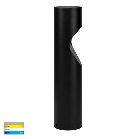 HV1630T-BLK-240V-RND | HV1630T-BLK-24V-RND- Fedor Round Aluminium Black Tri Colour LED Bollard Light - HV1630T-BLK-24V-RND
