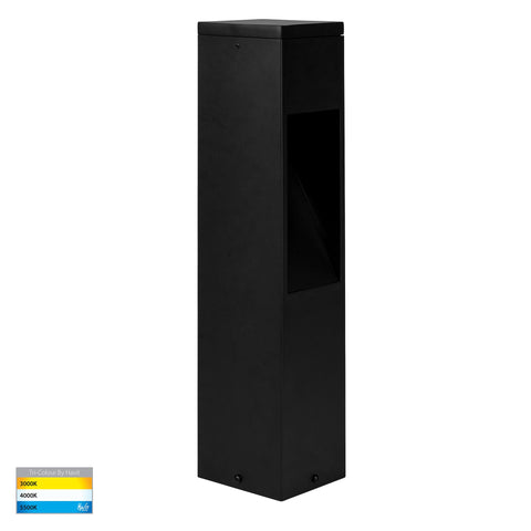 HV1630T-BLK-240V-SQ | HV1630T-BLK-24V-SQ- Fedor Square Aluminium Black Tri Colour LED Bollard Light - HV1630T-BLK-24V-SQ