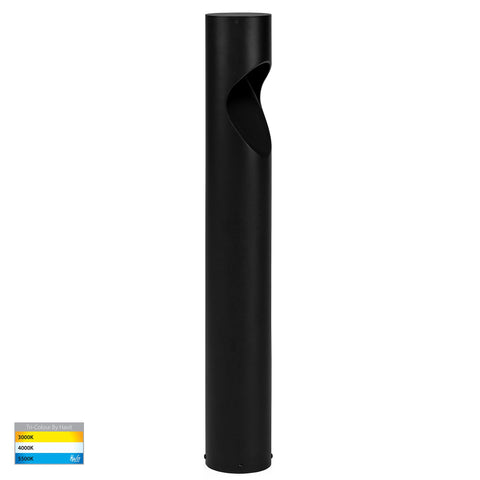 Fedor Round Aluminium Black Tri Colour LED Bollard Light - HV1631T-BLK-240V-RND