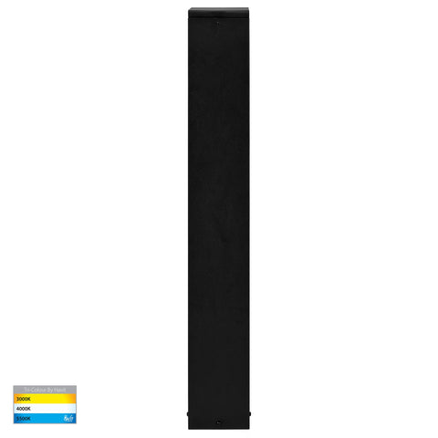 Fedor Square Aluminium Black Tri Colour LED Bollard Light - HV1631T-BLK-240V-SQ