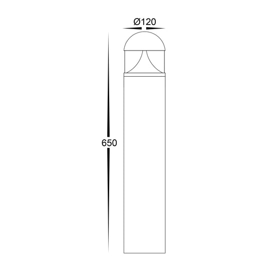 Divad 650mm Black LED Bollard Light - HV1632T-BLK-240V-RND