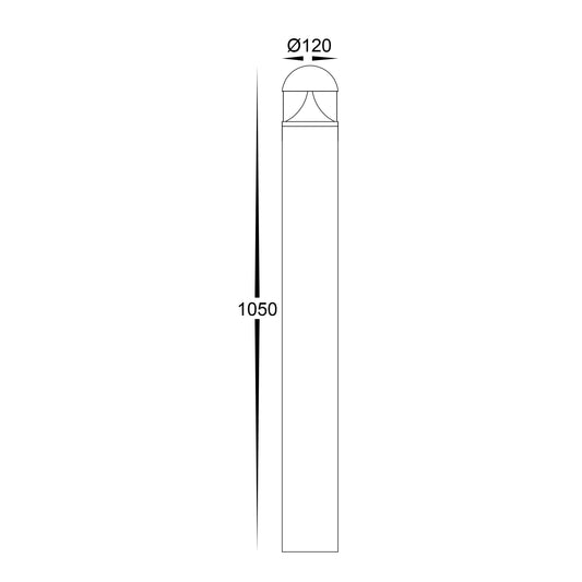 Divad 1050mm Black LED Bollard Light - HV1633T-BLK-240V-RND