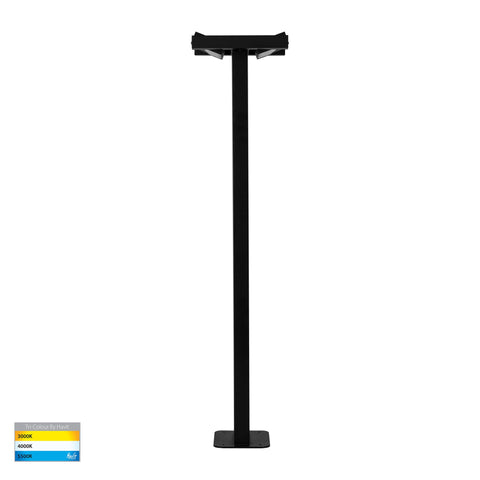 Locu Black Double Adjustable LED Bollard Light - HV1635T-BLK-240V