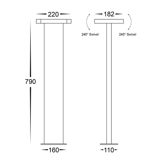Locu Black Double Adjustable LED Bollard Light - HV1635T-BLK-240V
