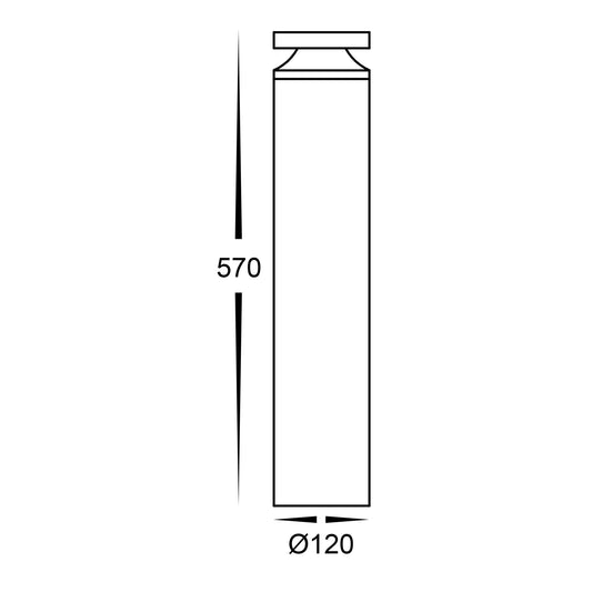 Noray 570mm Black LED Bollard Light - HV1638T-BLK-240V