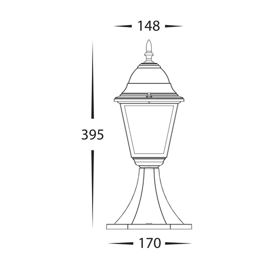 Newark Aluminium Black 4 Panel Pillar Light - HV1651W-BLK