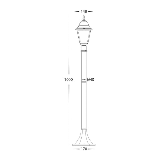 Newark Aluminium Black 4 Panel Post Light - HV1651W-P-BLK