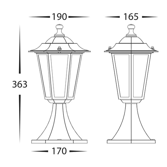 Fibra Aluminium Black 6 Panel Pillar Light - HV1652W-BLK