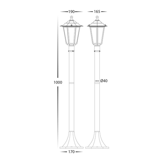 Fibra Aluminium Black 6 Panel Post Light - HV1652W-P-BLK