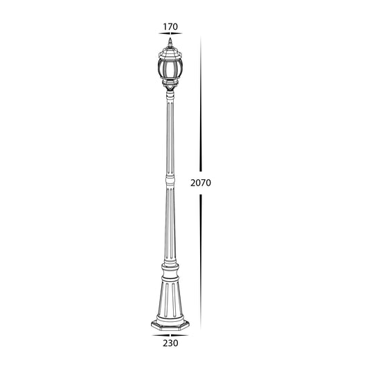 Trener Aluminium Black Coach Single Post Light - HV1671W-BLK