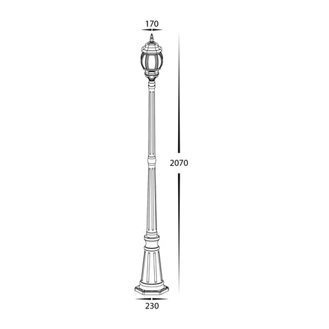 Trener Aluminium Black Coach Single Post Light - HV1671W-BLK