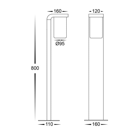 Angela Aluminium Black LED Bollard Light - HV1692W-BLK