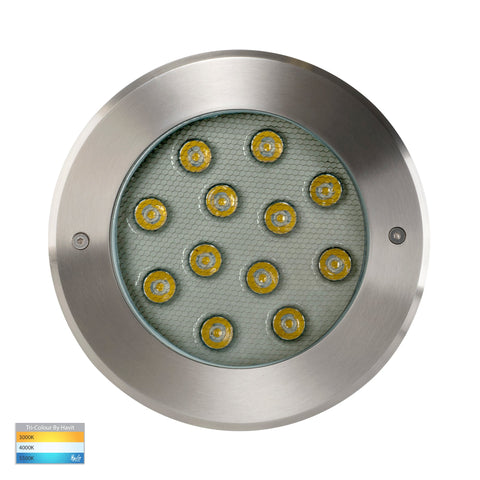 Split 316 Stainless Steel TRI Colour 12w LED Inground Light - HV1843T