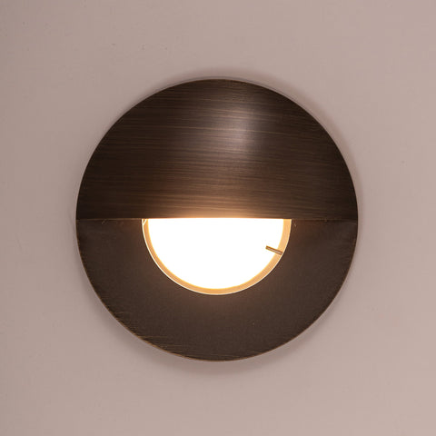 Ollo Antique Brass TRI Colour LED Step Light With Eyelid - HV19012T-AB