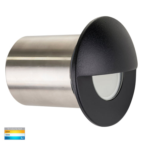 Recessed Round Wall / Step Light with Eyelid Black - HV19012T-BLK