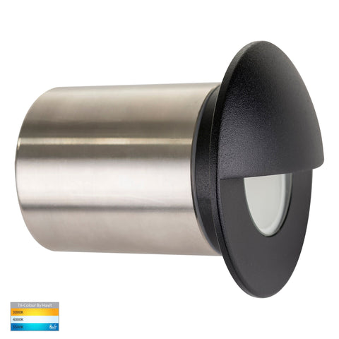 Recessed Round Wall / Step Light with Eyelid Black - HV19012T-BLK