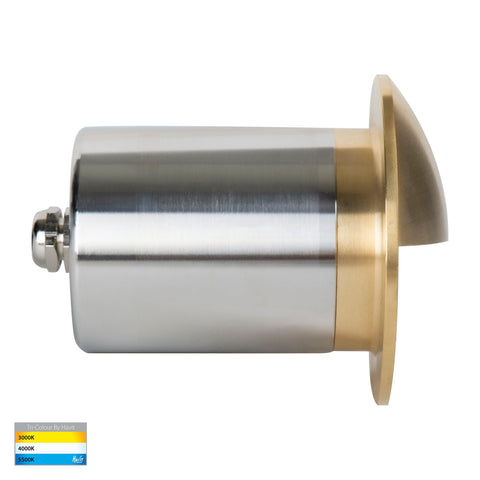 Ollo Brass TRI Colour LED Step Light With Eyelid - HV19012T-BR