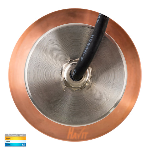Recessed Round Wall / Step Light with Eyelid Copper Face - HV19012T-CP