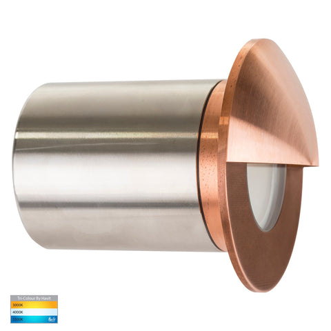 Recessed Round Wall / Step Light with Eyelid Copper Face - HV19012T-CP