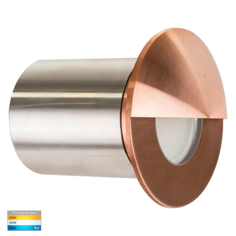 Recessed Round Wall / Step Light with Eyelid Copper Face - HV19012T-CP